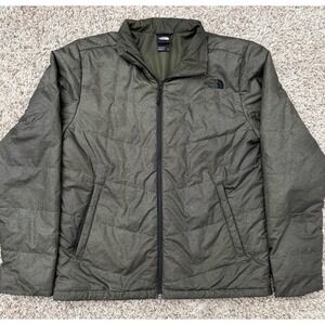 The North Face Puffer Jacket Mens M Green Full Zip Junction Insulated Coat NICE